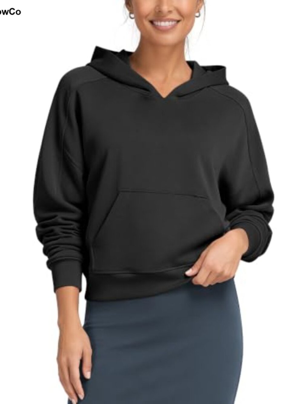 Women's Oversized Cropped Hoodie with Kangaroo Pocket